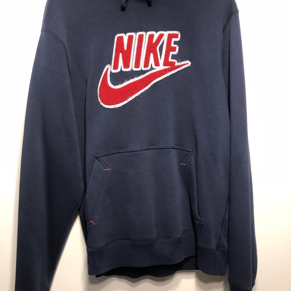 Nike Navy Pullover Hoodie with Red Logo